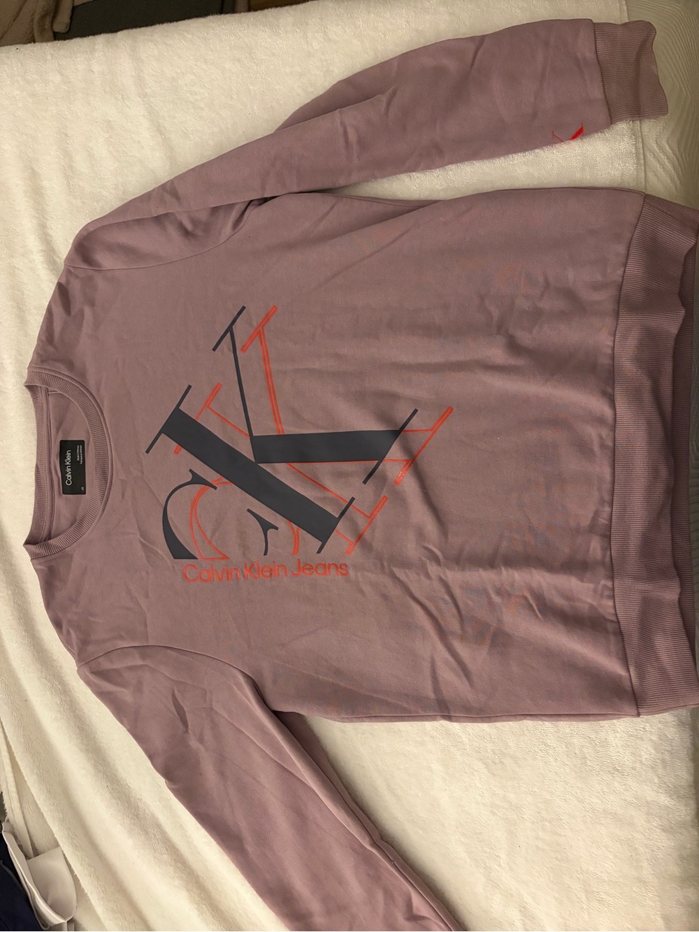 Calvin Klein Mauve Crewneck Sweatshirt with Graphic Logo